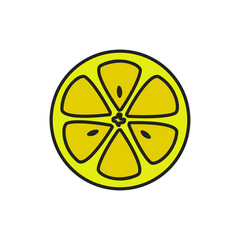 Lemon slice, simple vector icon, filled outline.