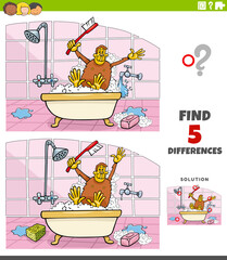 differences educational task for kids with ape taking a bath