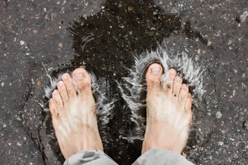 Barefoot through the puddles