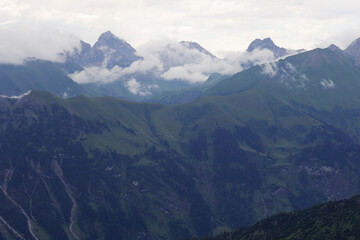 Panorama of Alps opening from Fellhorn peak, Bavaria, Germany