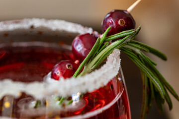 Holiday drinks with sugar on the rim