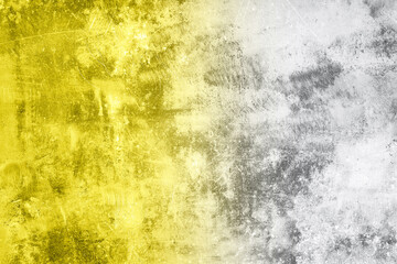 Demonstrating trendy colors 2021 - Gray and Yellow. Grunge dirty concrete wall background with space for text or image