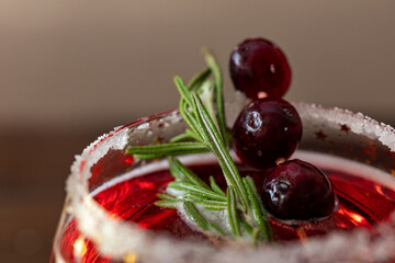 Holiday drinks with sugar on the rim