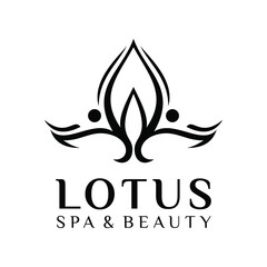 Well Body Fitness Logo, Cosmetic Brand identity. For Spa product and Beauty Salon Business. Stylized human yoga shape in abstract lotus symbol. Vector icon.