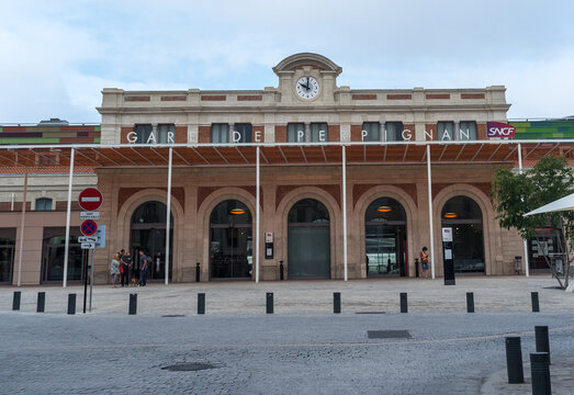 September 7, 2014 France, Perpignan The building of the railway station in the city of Perpignan.