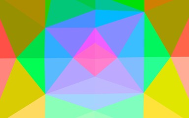 Light Multicolor, Rainbow vector shining triangular pattern. Shining illustration, which consist of triangles. Template for your brand book.