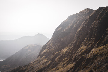 mountains in the fog
