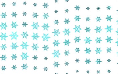 Light Green vector layout with bright snowflakes, stars.