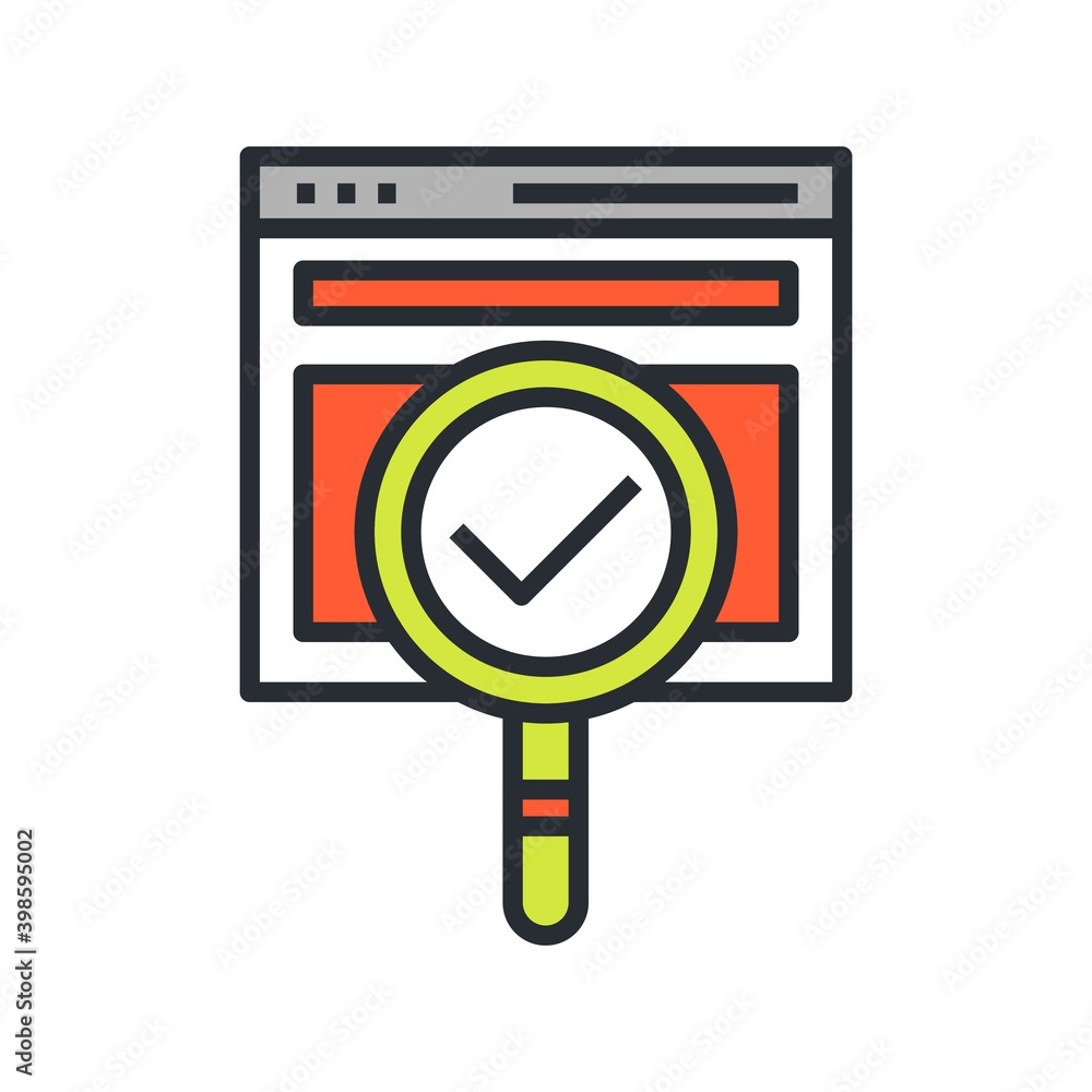 Poster website seo (search engine optimization) analysis and process flat vector concept.