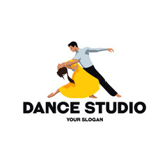Logo for a dance studio in the form of a guy who dances with a girl.Vector logo for a dance studio