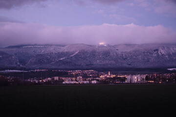 a city with lights on at night