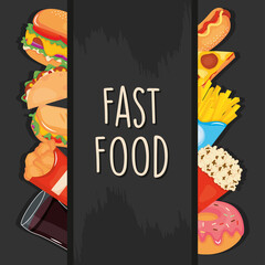 fast food design with food icons, colorful design