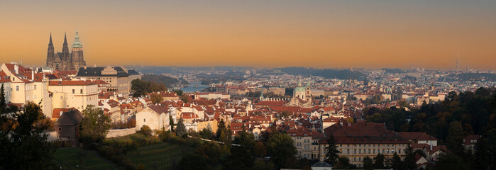 Prague panorama at sunset
