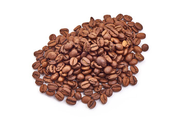 Roasted coffee beans, isolated on white background