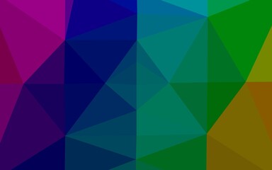 Dark Multicolor, Rainbow vector polygonal pattern. Colorful illustration in Origami style with gradient.  Triangular pattern for your business design.