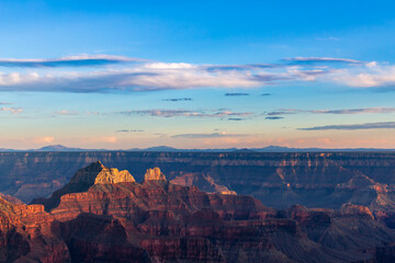 Sunset in the Grand Canyon with pretty clouds