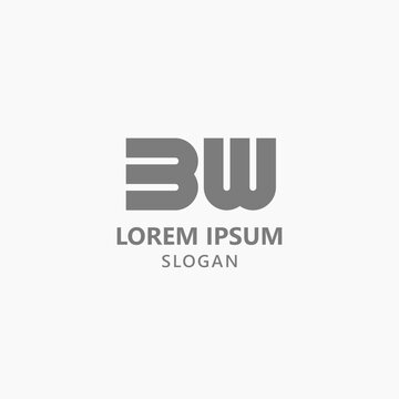 Simple Letter B and W BW Logo Vector Template