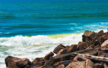 Waves along Columbia's South Jetty