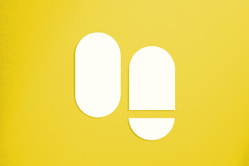 Mockup cards in a minimalistic style. Blank oval form with rounded edges. Perfect for wedding invitation and greeting card. Illuminating Pantone Color Of The Year 2021.