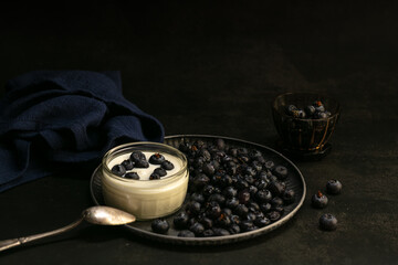 Blueberry cottage cheese in a bowl