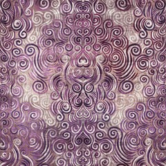 Obraz na płótnie Canvas Luxury purple and tan damask seamless pattern. High quality illustration. Mysterious and luxurious grape and beige colored ornamental textured pattern swatch. Fancy and glamorous romantic design.