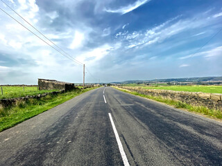Looking along, Heath Hill Road, on the high ground near, Halifax, Yorkshire, UK