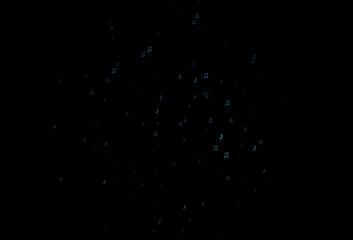 Dark Blue, Green vector background with music symbols.