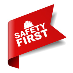 red vector illustration banner safety first