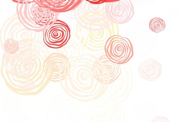 Light Red, Yellow vector doodle template with roses.