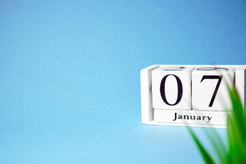 seventh day of winter month calendar january with copy space