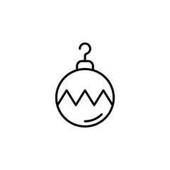 Christmas bauble vector icon in trendy minimalist style for Christmas and New Year. Winter holidays decoration. Line art
