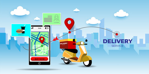 Online delivery service concept, online order tracking, Vector illustration