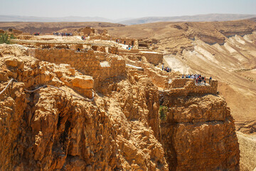 Massada fortress on the top of the cliff, Israel
