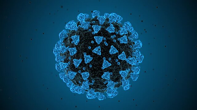 Coronavirus COVID-19 medical microscope virus close up of severe acute respiratory syndrome SARS-CoV-2 or 2019-nCoV - animation render