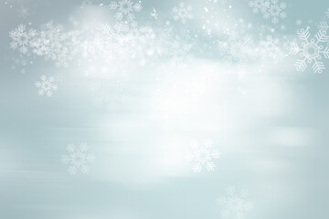 white and gray snow blur abstract background. Snowflake Bokeh Christmas blurred beautiful shiny Christmas lights.