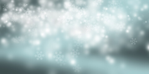 white and gray snow blur abstract background. Snowflake Bokeh Christmas blurred beautiful shiny Christmas lights.