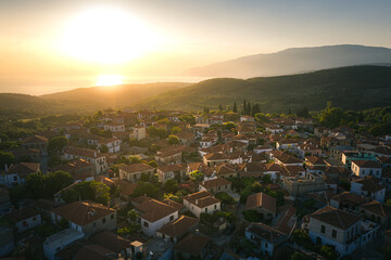 Argalasti village at sunset time, Magnisia, Central Greece