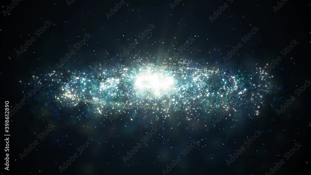 Poster motion view abstract shining cosmic universe spiral galaxy star field in deep space background