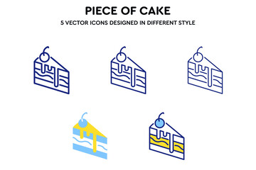 piece of cake vector icons set designed in different style