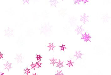 Light Pink vector background with beautiful snowflakes, stars.