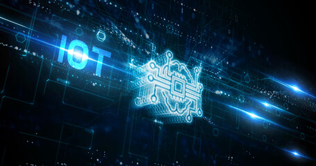 Internet of things - IOT concept. Businessman offer IOT products and solutions.