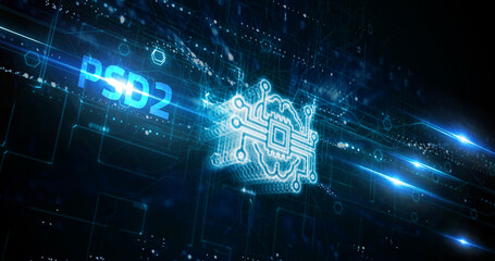 Fintech -financial technology concept. PSD2