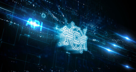 API - Application Programming Interface. Software development tool. Business, modern technology, internet and networking concept