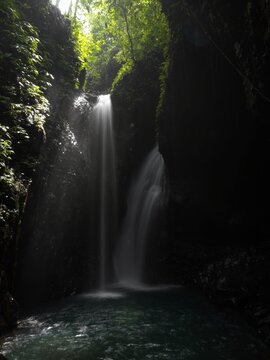 GitGit Twin Waterfall Air Terjun Campuhan near Jalan Raya Bedugul Singaraja in Northern Bali Indonesia