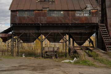 Fototapeta premium Abandoned old Soviet granary in the village