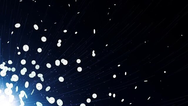 Flying CLOKS Animation, Time Concept, Background, Loop, 4k
