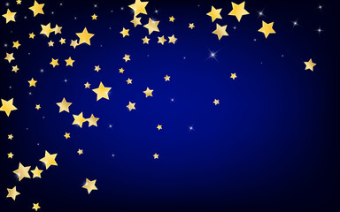 Yellow Galaxy Stars Vector Blue Background. Magic 