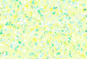Light green, yellow vector backdrop with abstract shapes.