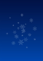 Silver Snowfall Vector Blue Background. Light 