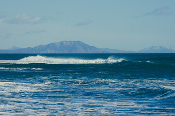 Beautiful wave on the background of the seascape.